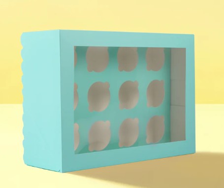 Papyrus Scalloped Cup Cake Box 12 Cup - Powder Blue