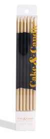 Cake & Candle Gold Double Dipped Cake Candles - Black 15cm 12pk