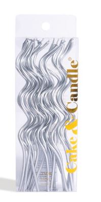 Cake & Candle Swirly Cake Candles Silver 13cm 16pk