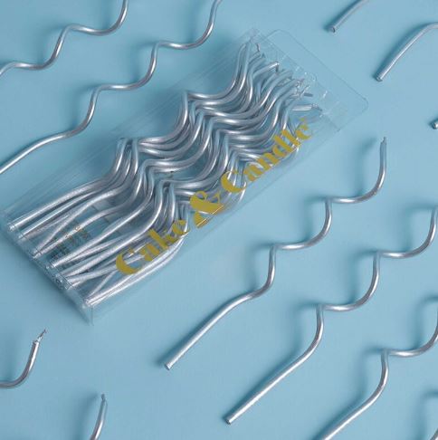 Cake & Candle Swirly Cake Candles Silver 13cm 16pk