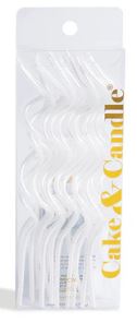 Cake & Candle Swirly Cake Candles White 13cm 16pk