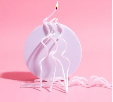 Cake & Candle Swirly Cake Candles White 13cm 16pk