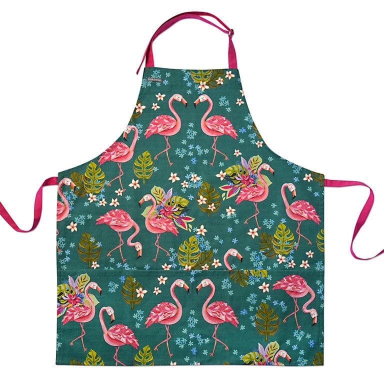 Rikaro - Flamingo Teal Apron Aprons The Cooks Kitchen 