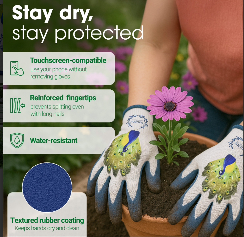Funjobs Peacock Garden Gloves - Medium