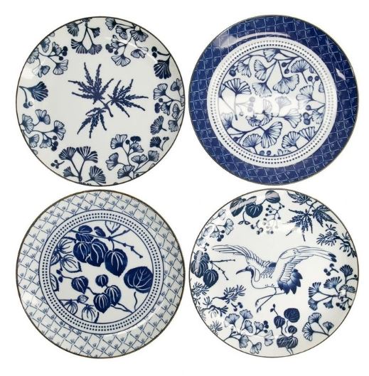 Tokyo Design Studio Flora Japonica Mixed Plate Giftset 4 Piece 25cm In Multi