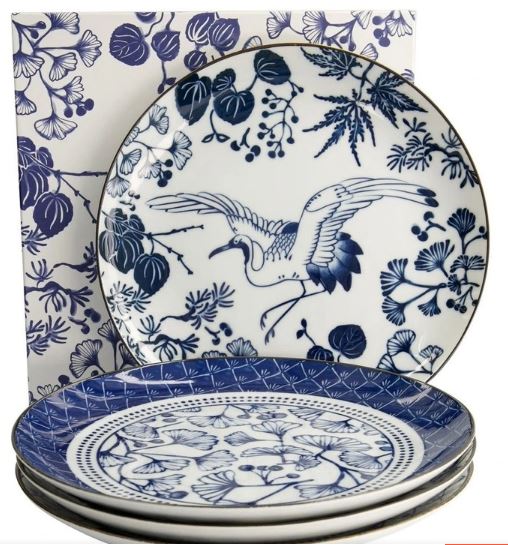 Tokyo Design Studio Flora Japonica Mixed Plate Giftset 4 Piece 25cm In Multi