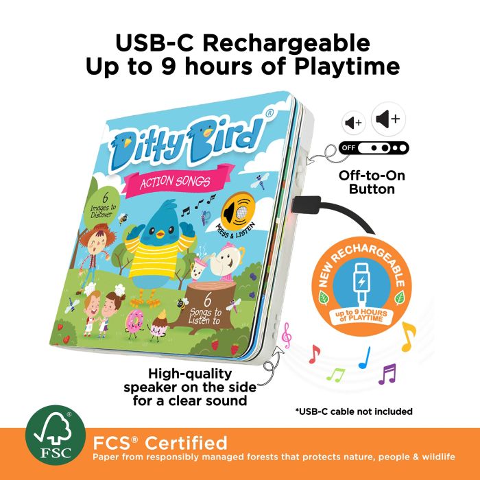 Ditty Bird Action Songs Multi-coloured 16x2x16cm