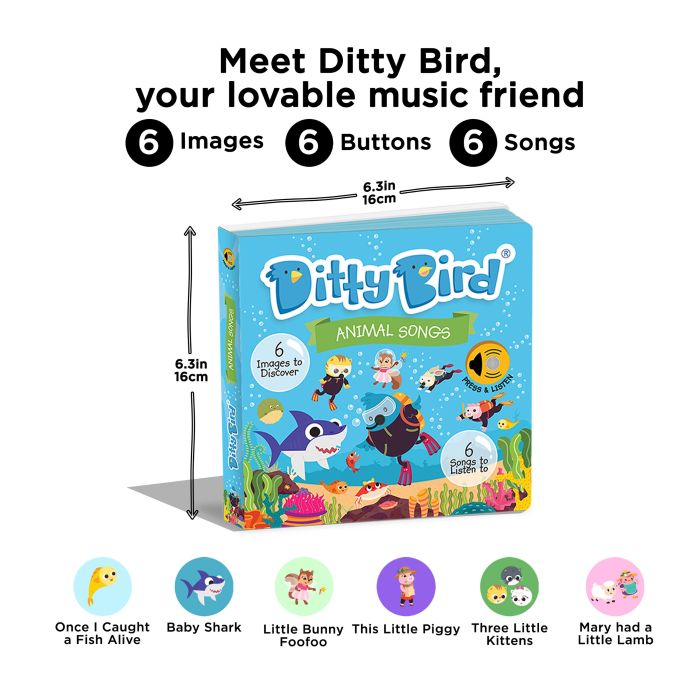 Ditty Bird Animal Songs Multi-coloured 16x2x16cm