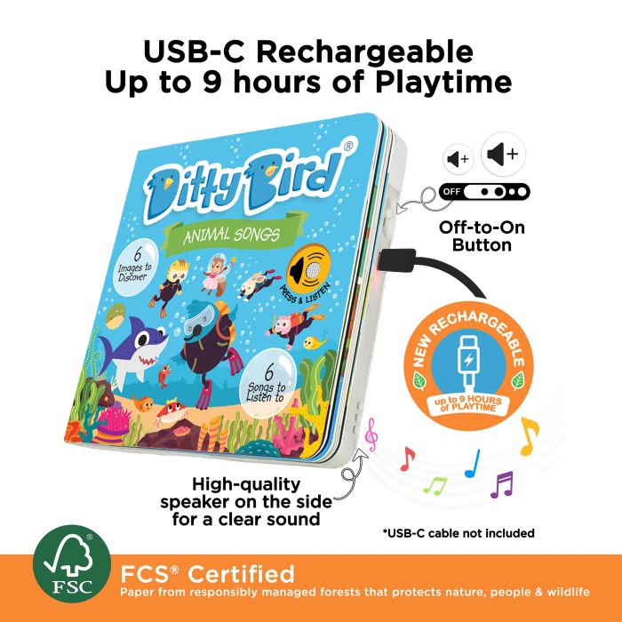 Ditty Bird Animal Songs Multi-coloured 16x2x16cm