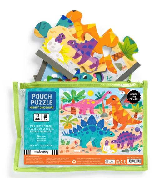 Mudpuppy Mighty Dinosaurs Pouch Puzzle 12pc