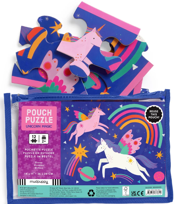 Mudpuppy Unicorn Magic Pouch Puzzle - 12pc Multi