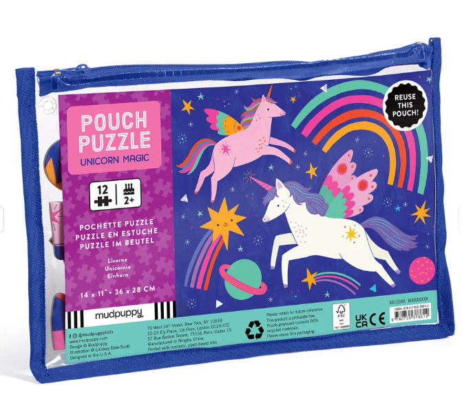 Mudpuppy Unicorn Magic Pouch Puzzle - 12pc Multi