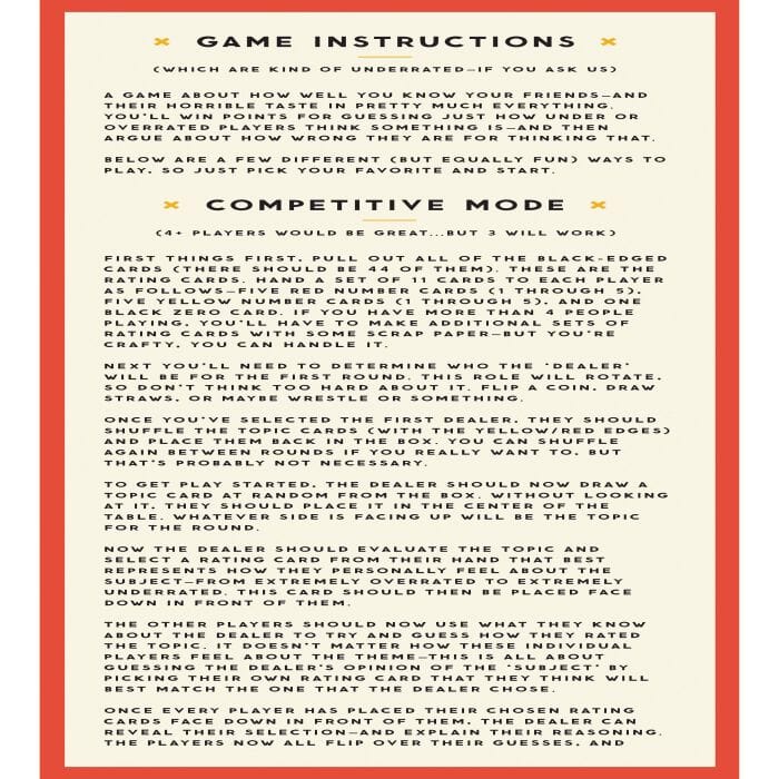 Brass Monkey Overrated/underrated Social Game Novelty Gifts The Cooks Kitchen 