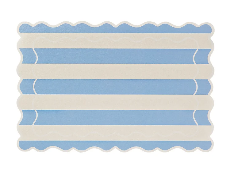 Casa Domani Banda Stripe Scallop Placemat 45x30cm Blue