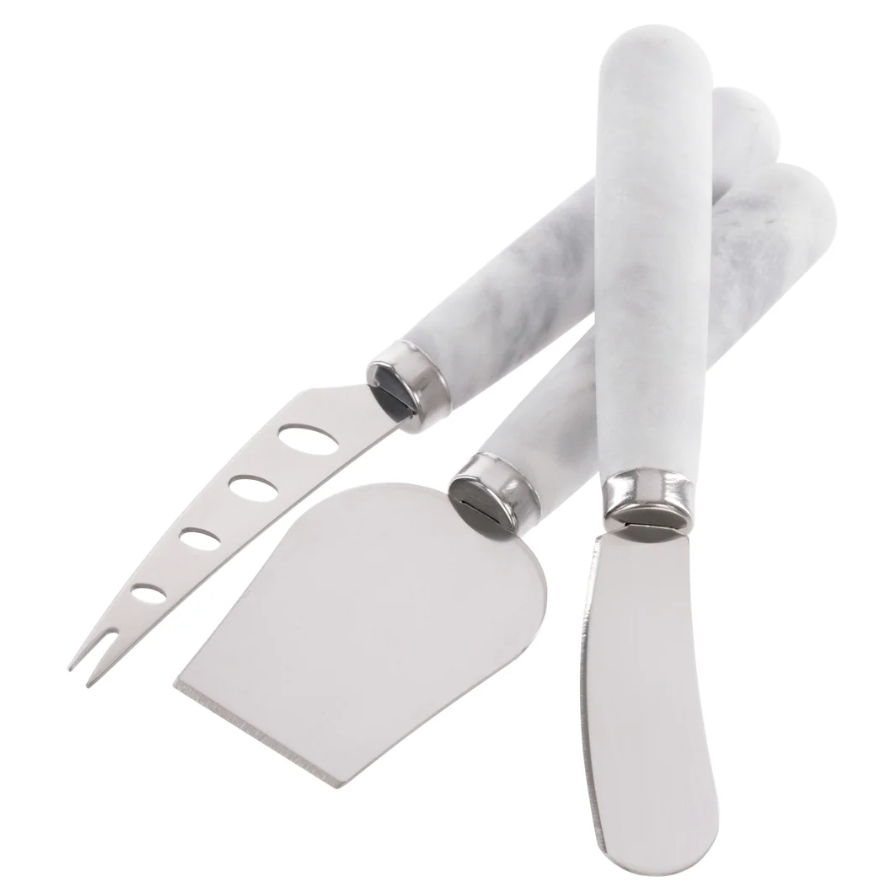 Avis & Waddell Nuvolo Marble Long Cheese Knives 3pcs Set