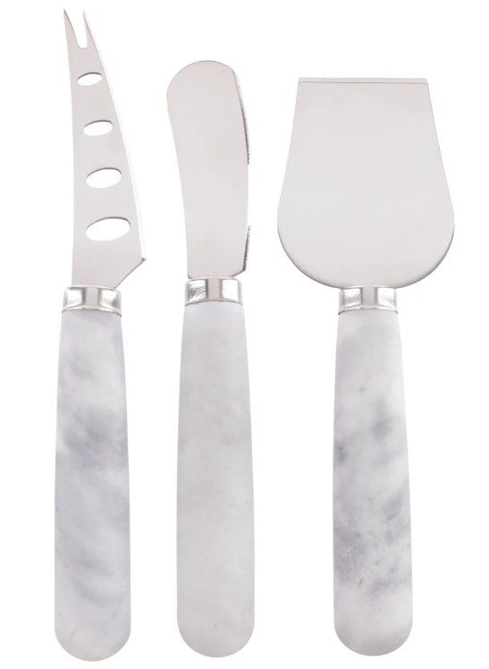 Avis & Waddell Nuvolo Marble Long Cheese Knives 3pcs Set