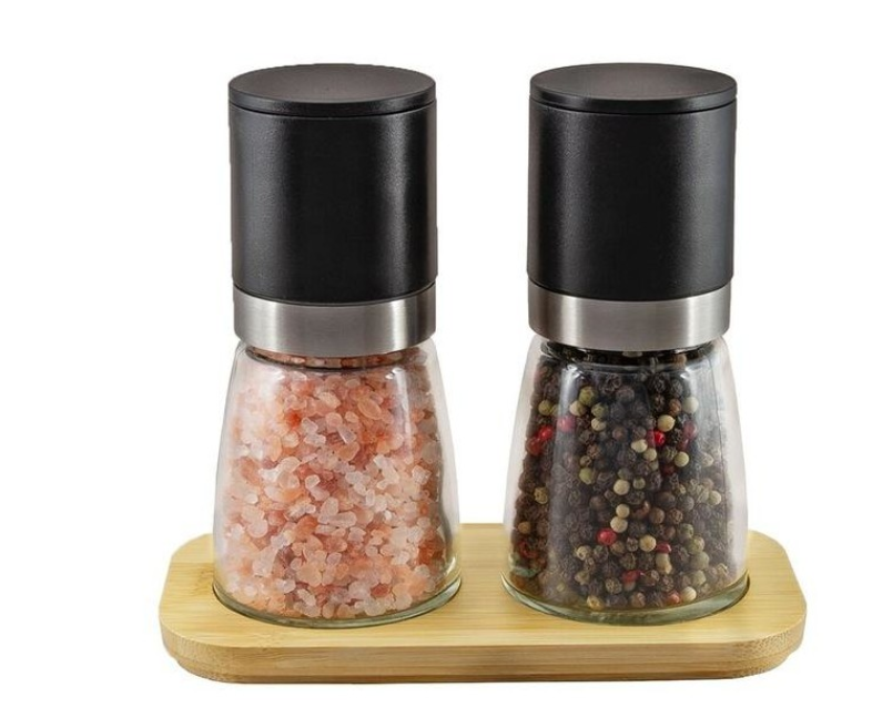 Integra Classic Upside Down Salt & Pepper Mill With Tray Black ( Black Pepper & Sea Salt)