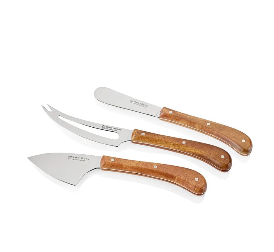 Stanley Rogers Pistol Grip Acacia 3 Piece Cheese Knife Set