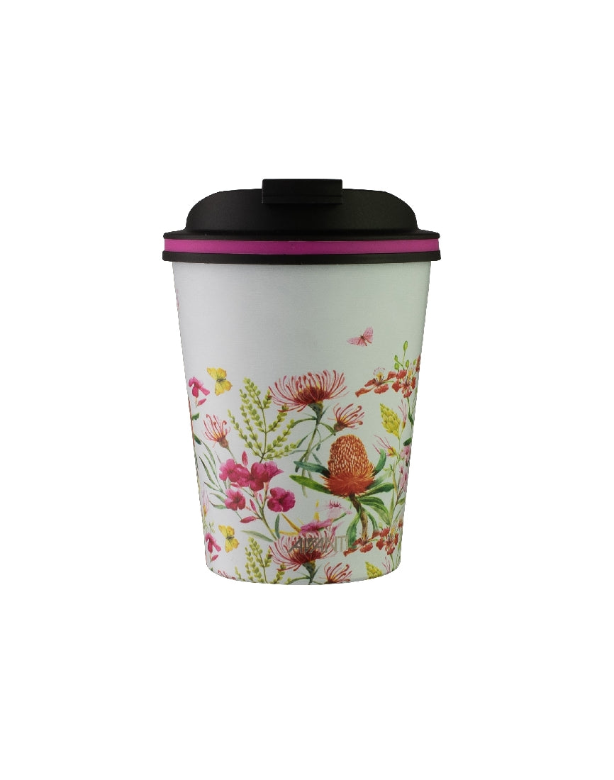 Avanti Go Cup Double Wall Insulated Cup - Australian Natives White - 280ml