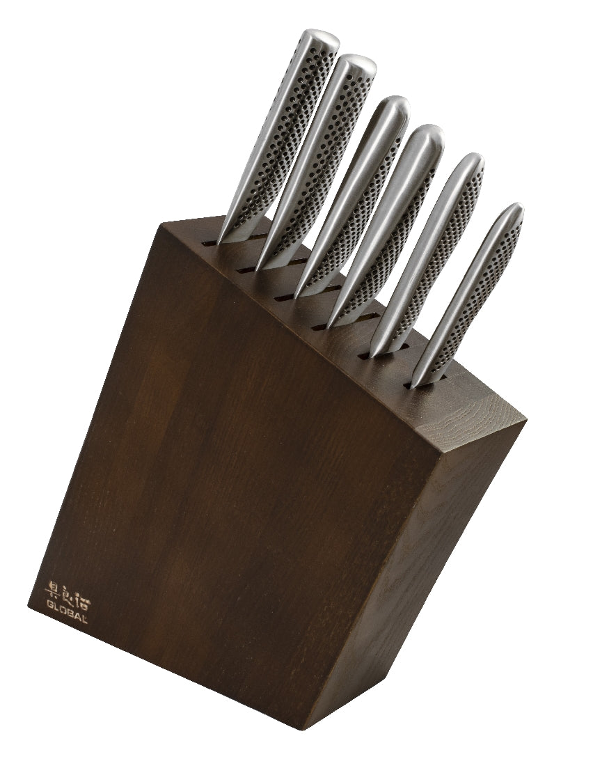 Global Kyoto 7 Piece Knife Block Set - Stained Ash