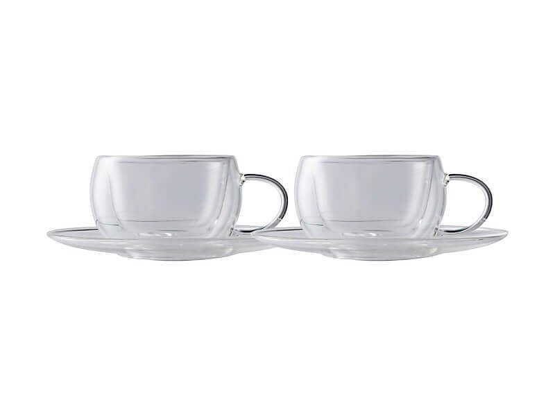 Maxwell & Williams Blend Double Wall Cup & Saucer 80ml S/2