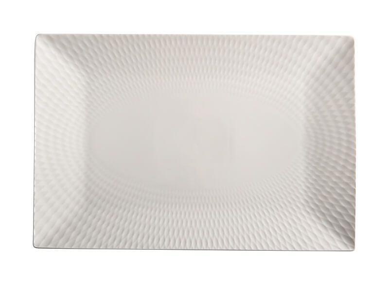 M&w White Basics Diamond Rectangular Platter 36x25cm