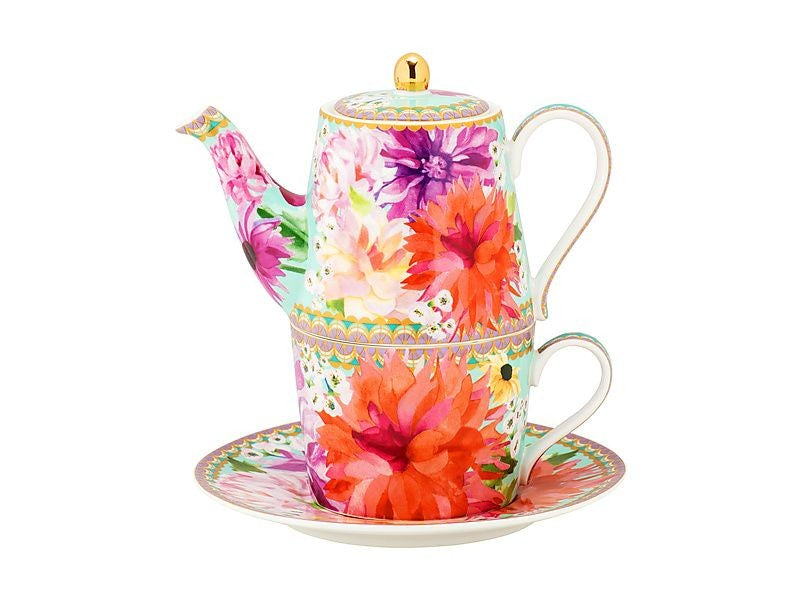 Maxwell & Williams Teas & C's Dahlia Daze Tea For One With Infuser 340ml Sky