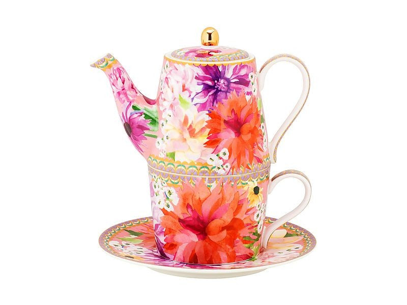 Maxwell & Williams Teas & C's Dahlia Daze Tea For One With Infuser 340ml Pink