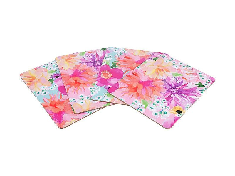 Maxwell & Williams Teas & C's Dahlia Daze Cork Back Placemat Set Of 4 34x26.5cm Assorted