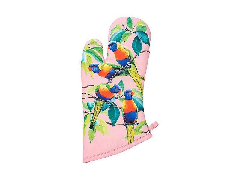 Maxwell & Williams Katherine Castle Bird Talk Oven Mitt Rainbow Lorikeets