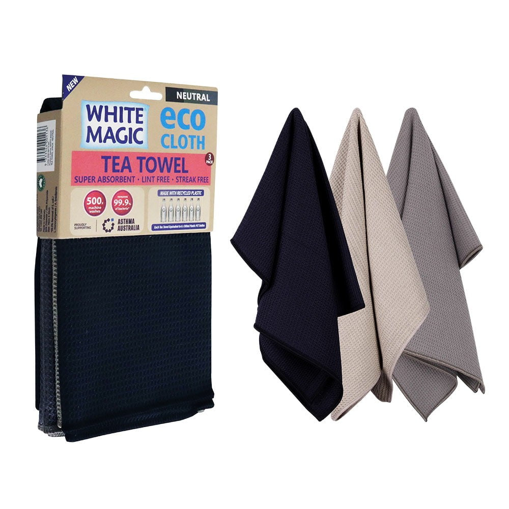 White Magic Eco Cloth Tea Towel 3 Pack Neutral