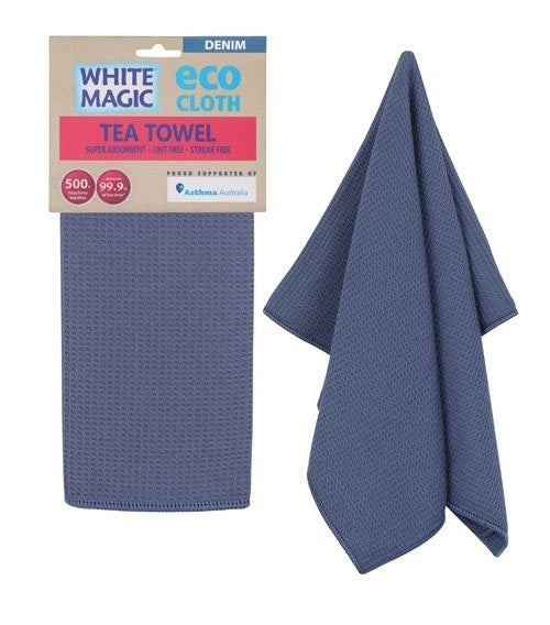 White Magic - Eco Cloth Tea Towel - Denim