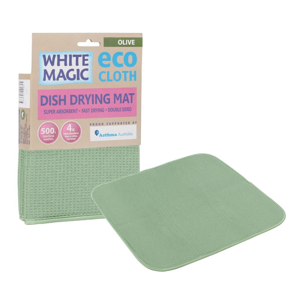 White Magic - Eco Cloth Dish Drying Mat - Olive