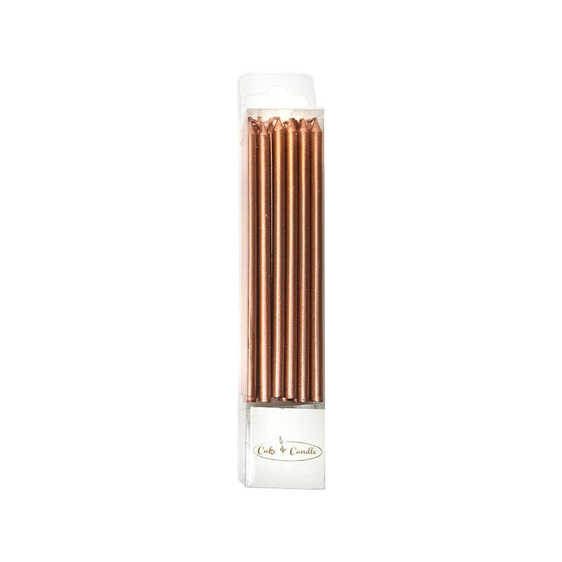 Bake Group 12cm Tall Cake Candles Rose Gold (pack Of 12)