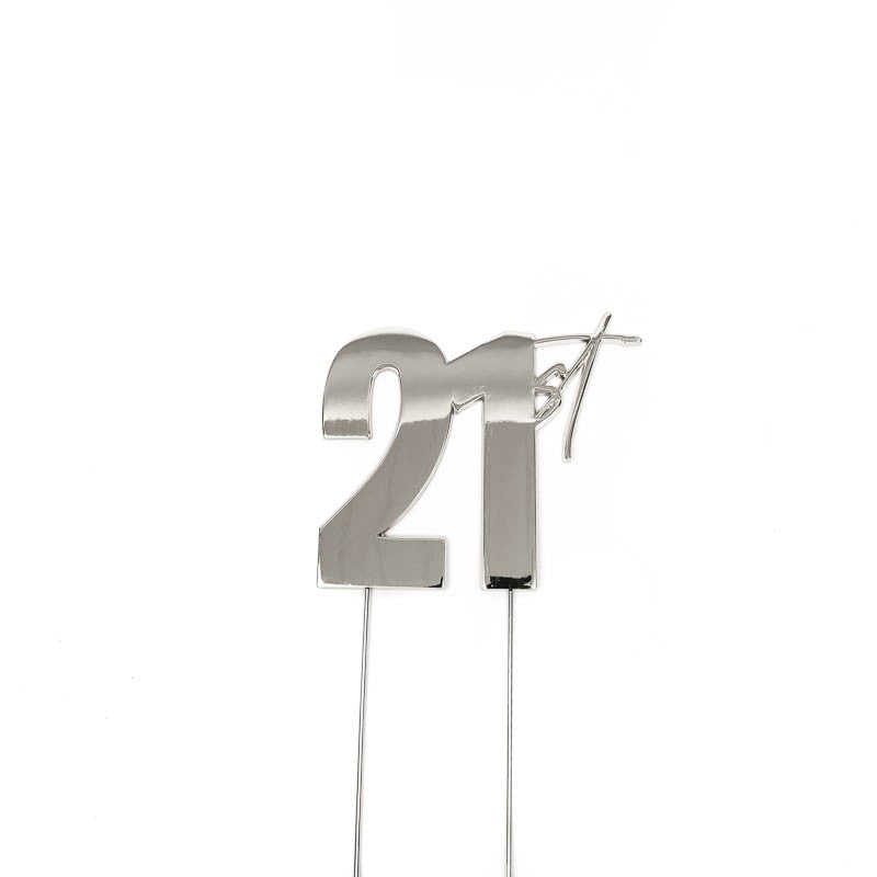 Cake & Candle Topper - Happy 21st Silver