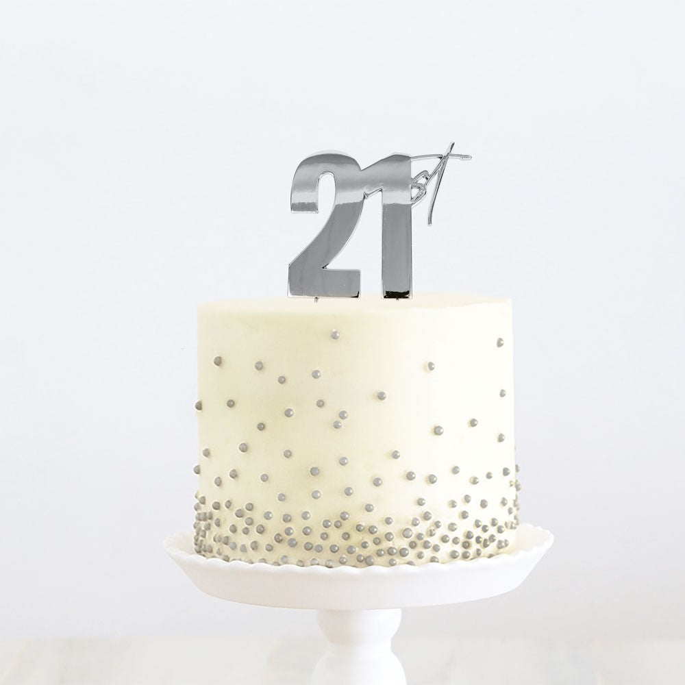 Cake & Candle Topper - 21st Silver