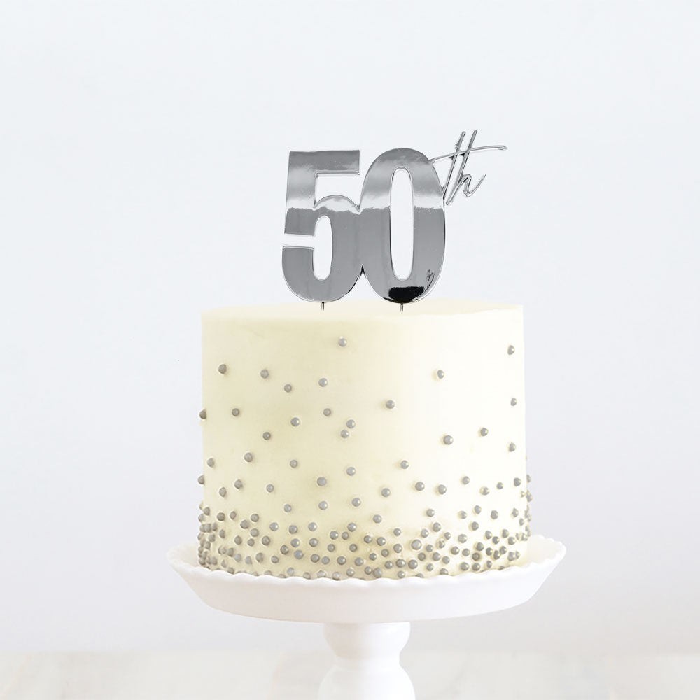 Cake & Candle Topper - 50th Silver