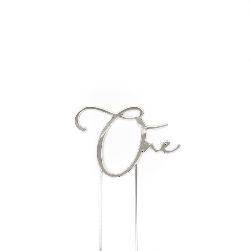 Silver Metal Cake Topper - One