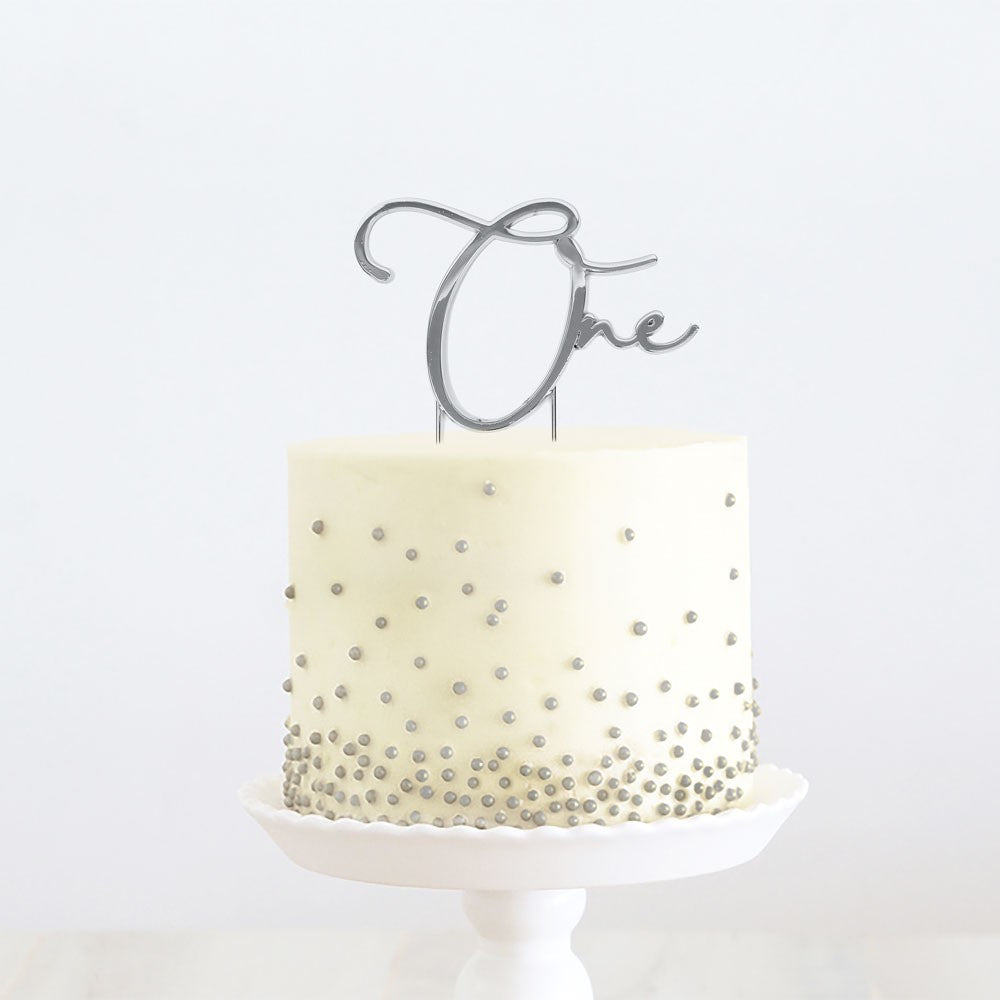 Silver Metal Cake Topper - One