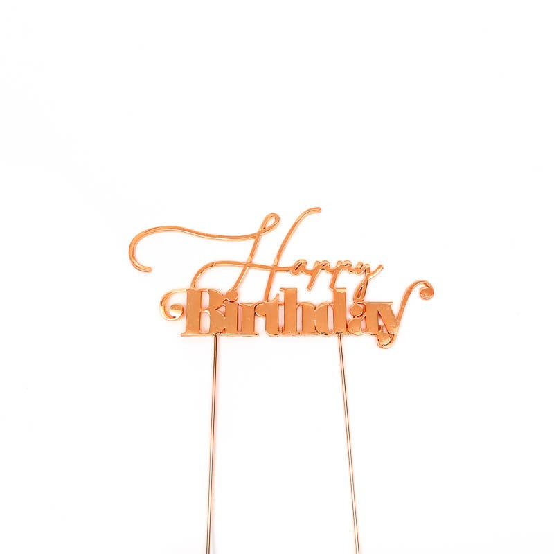 Rose Gold Metal Cake Topper - Happy Birthday 1