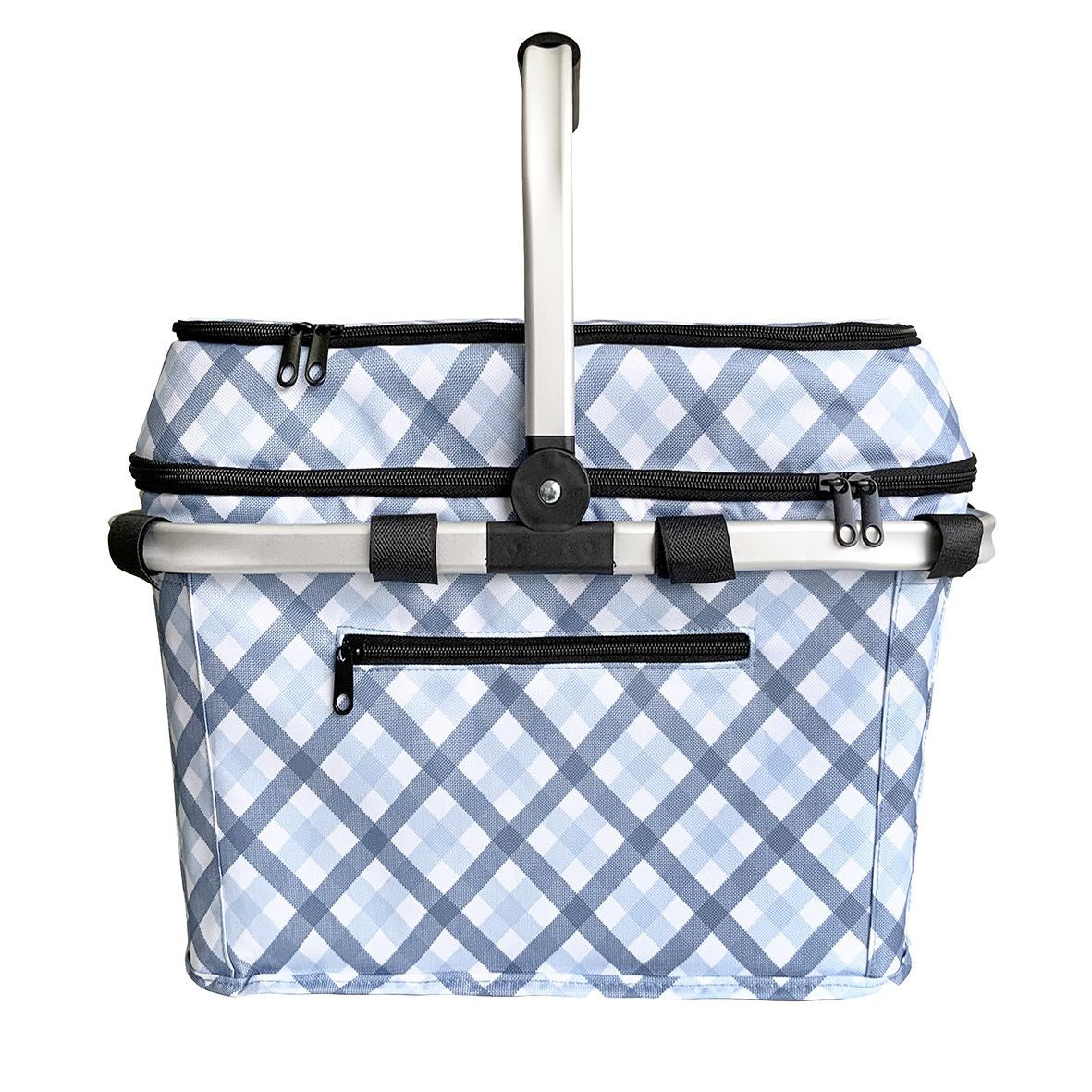 Sachi 4 Person Insulated Picnic Basket (gingham Blue/grey)